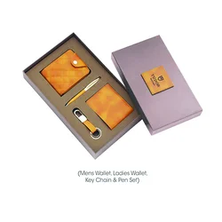 Printmonk Executive Corporate Gift Set ( Men's Wallet + Ladies Wallet + Pen + Key Chain)